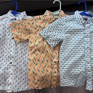Johnston & Murphy Kids' Button Downs in Light Blue, Orange & White Animal Prints